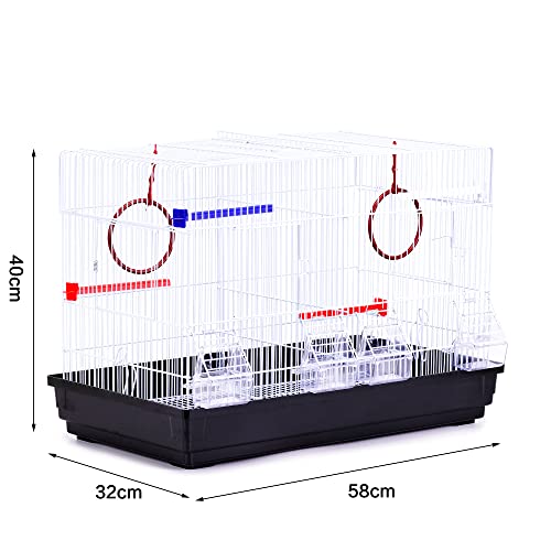 DZL® Jaula para pajaros(58X32X40CM) Color Azul,Verde,Naranja y Blanco Indica Color Preferido, si no el Color de la Entrega al Azar