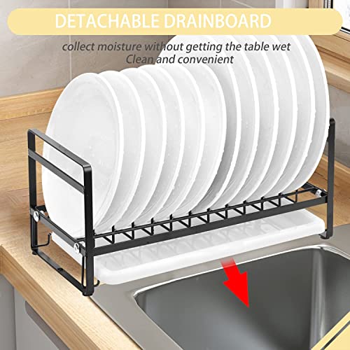 E-Room Trend Escurridor de Platos para Cocina Negro Paquete de 2 Platos y Soporte para Utensilios escurridor de Platos Desmontable para gabinete de encimera de Cocina (DR346B)