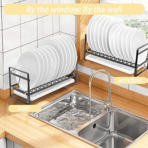 E-Room Trend Escurridor de Platos para Cocina Negro Paquete de 2 Platos y Soporte para Utensilios escurridor de Platos Desmontable para gabinete de encimera de Cocina (DR346B)