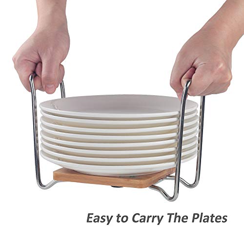 E-ROOM TREND - Organizador de Platos de tamaño Ajustable de 15 a 22 cm, Estante de para Platos con Asas fáciles de Transportar SS304 para cajones de Cocina, armarios, estantes (A016)