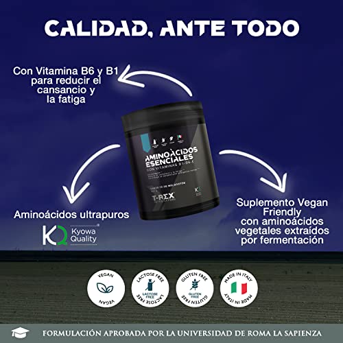 EAA Aminoácidos Esenciales Polvo con un mix de vitaminas B1, B6 y E. Suplemento indispensable para los deportistas. (Sin Aroma, 150 Tabletas)