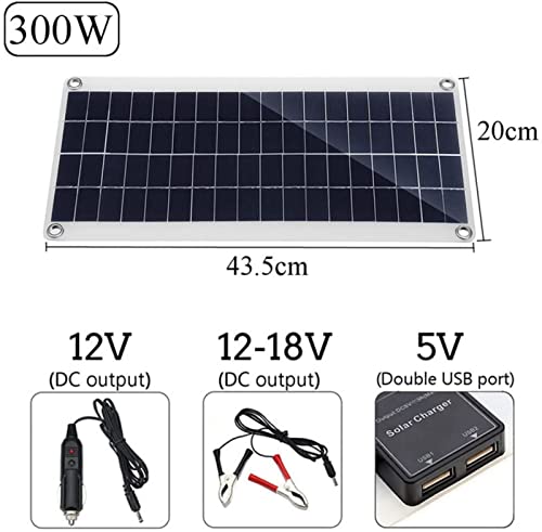 Earnmore 300W Kit Panel Solar Portátil, Panel Solar Flexible Cargador Solar monocristalino para la energía Solar al Aire Libre, embarcaciones, Camping, caravanas o autocaravanas-60a Controller