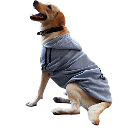 Eastlion Ropa Perro Grande,Cálido Sudadera con Capucha para Perros Algodón Suéter Chaqueta Abrigo Costume Pullover para Mascota Perro Gato (Gris,3XL)