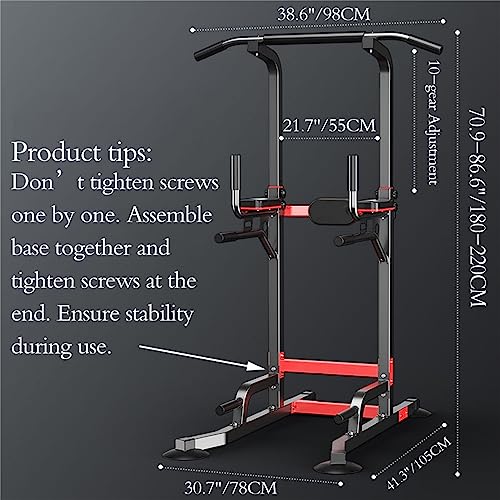 EASY BIG Power Tower Dip Station Pull Up Bar - Equipo de Gimnasio en Casa Multiuso con Altura Ajustable y Almohadillas Antideslizantes para los Pies - Capacidad de 150kgs