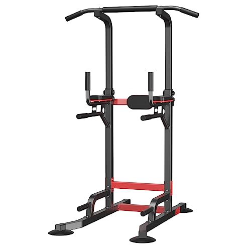 EASY BIG Power Tower Dip Station Pull Up Bar - Equipo de Gimnasio en Casa Multiuso con Altura Ajustable y Almohadillas Antideslizantes para los Pies - Capacidad de 150kgs