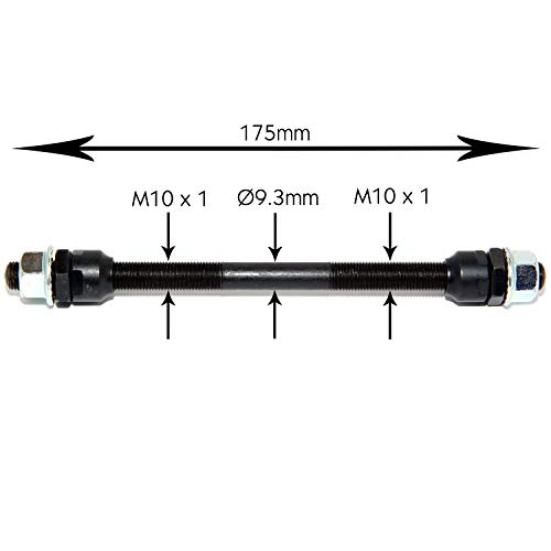 Easyboost Eje de Rueda Trasera 10 x 145mm Hueco Bicicleta MTB Tuerca Cónica Pivote Universal y Tuerca Hexagonal