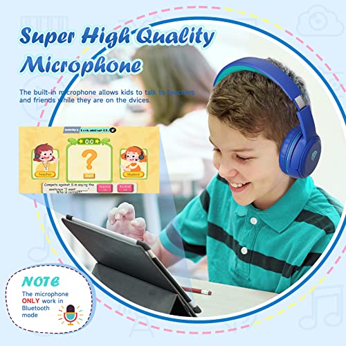 EasySMX Auriculares Inalámbricos Niños, [Regalo Niño] Cascos Bluetooth de Diadema para Niños, Límite de Volumen 85/93db Plegables Micrófono Incorporado Adecuado para Teléfono/Tableta/PC, 3 a 12 Años