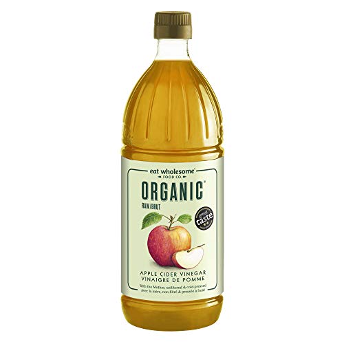 Eat Wholesome Food Co. Vinagre de Sidra de Manzana Cruda Ecológica sin Filtrar con la Madre, 1L