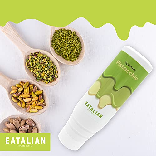 EATALIAN by AMZ BETTER Sirope con Sabor a Pistacho, Crema Dulce Proteica en Squeezer de 300 gr, Made in Italy, Topping de Pistacho para Decorar Heldos, Dulces y Tartas