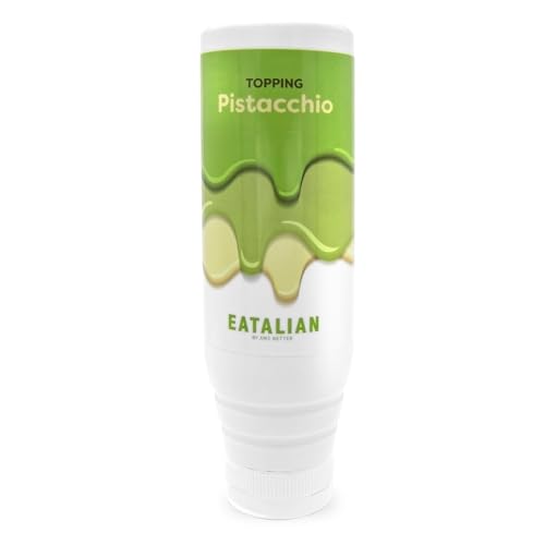 EATALIAN by AMZ BETTER Sirope con Sabor a Pistacho, Crema Dulce Proteica en Squeezer de 300 gr, Made in Italy, Topping de Pistacho para Decorar Heldos, Dulces y Tartas