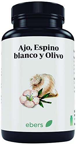 Ebers Ajo, Espino Blanco y Olivo - 60 perlas - 2 Meses de Suministro, Extracto de Aceite de Ajo, Fuente de Alicina, Suplemento Alimenticio Sin Gluten y Sin Lactosa