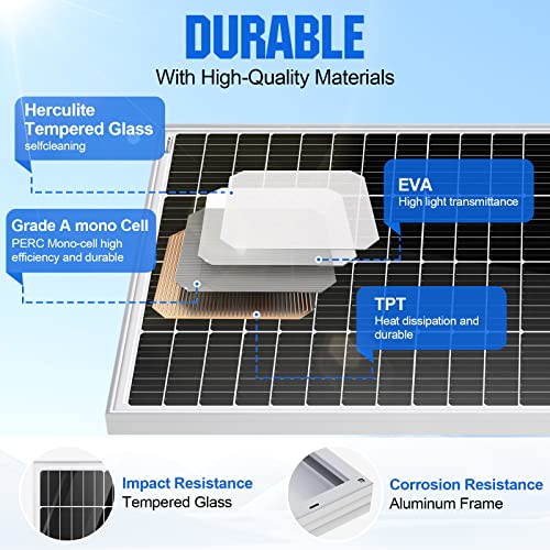 ECO-WORTHY 170W 12V Panel Solar Monocristalino, Placa Solar para Autocaravana, Vivienda de Jardín, Barco y Hogar