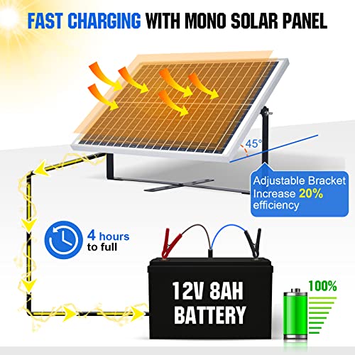 ECO-WORTHY 25W 12V Kit Panel Solar Monocristalino Placa Solar: IP65 Panel Solar a Prueba de Agua con Soporte, Cable de Conexión SAE, Controlador USB, para Barcos, Luz, Gallinero,Bomba