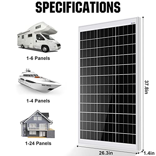 ECO-WORTHY Kit Panel Solar 12V/24V 240W Sistema Placa Solar 1KWH/DAY: 2 Paneles Solares Monocristalinos 120W + 1 Controlador PWM 30A + Cable de Extensión Solar para Caravana, RV, Barco