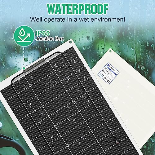 ECO-WORTHY Panel solar monocristalino flexible de 130 W, 12 V, panel solar fotovoltaico para caravanas, autocaravanas, furgonetas, barcos y otras superficies irregulares