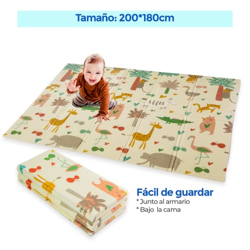 Edibaby, Alfombra Bebe, 1.5cm Grosor, Diseño Infantil, 200 x 180 cm, Acolchada de XPE, Reversible y Plegable, Colchoneta para Niños, para Juegos en el Suelo, Tapete Actividades (Love Edition)