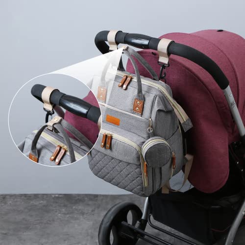 Edibaby, Mochila Carro Bebe, Cambiador Pañales Bebes, Mochilas Pañaleras, Bolsa Pañales Maternidad para Mama, Portatil con Ganchos para Carro (Gris)