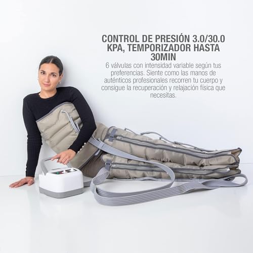 Edicare, Presoterapia para Casa, para Piernas y Pies Cansados, 6 Valvulas, Favorece una Mejor Circulación, Drenaje Linfático, Fácil Uso, Eficacia Profesional (Full Kit)