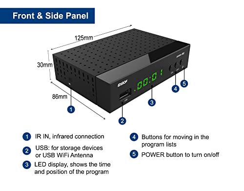 EDISION PROTON S2, DVB-S2 Receptor de satélite digital FTA, WiFi support, USB, HDMI, SCART, Mando a distancia universal 2en1