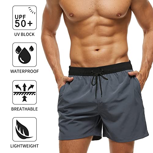 EDOTON Bañador Hombre Bañadores de natación con Bolsillo con Cremallera Impermeable de Secado Traje de Baño Rápido Pantalones Cortos de Baño con Cordón Ajustable