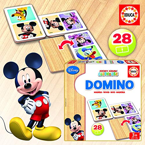 Educa - Dominó Mickey & Friends. Juego Infantil Dominó de Madera Mickey y Minnie. 28 Piezas. A Partir de 3 años (16037)