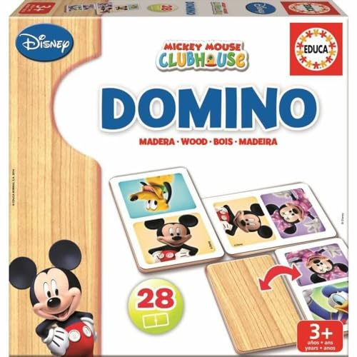 Educa - Dominó Mickey & Friends. Juego Infantil Dominó de Madera Mickey y Minnie. 28 Piezas. A Partir de 3 años (16037)