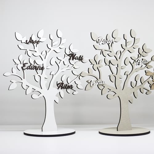 EDURAIT Árbol de la Vida Personalizados con Nombres Familia en Madera MDF. Decoración para Regalar y Decorar el hogar con un Recuerdo para Toda la Vida. Color Madera.