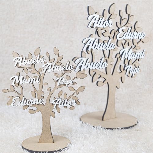 EDURAIT Árbol de la Vida Personalizados con Nombres Familia en Madera MDF. Decoración para Regalar y Decorar el hogar con un Recuerdo para Toda la Vida. Color Madera.