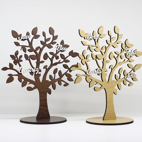 EDURAIT Árbol de la Vida Personalizados con Nombres Familia en Madera MDF. Decoración para Regalar y Decorar el hogar con un Recuerdo para Toda la Vida. Color Madera.