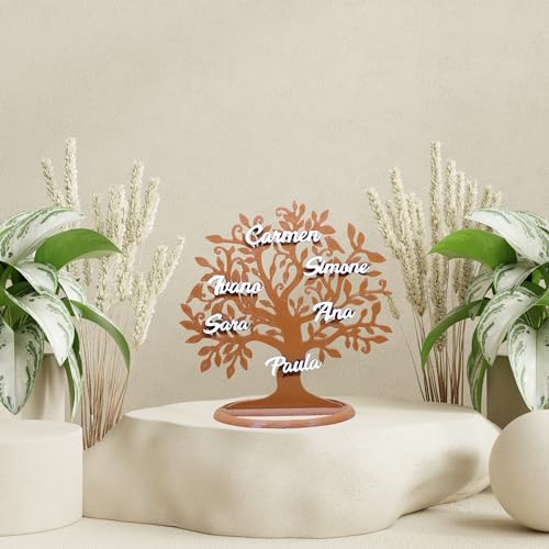 EDURAIT Árbol de la Vida Personalizados con Nombres Familia Fabricado en 3D y Nombres en Madera MDF. Decoración para Regalar y Decorar el hogar con un Recuerdo para Toda la Vida. Regalo Original.