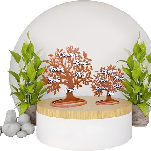 EDURAIT Árbol de la Vida Personalizados con Nombres Familia Fabricado en 3D y Nombres en Madera MDF. Decoración para Regalar y Decorar el hogar con un Recuerdo para Toda la Vida. Regalo Original.