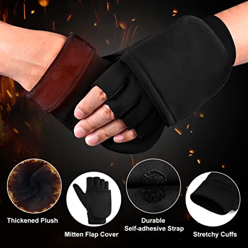 EEFOW Guantes y Mitones Térmicos de Invierno sin Dedos: Clima Frío, Cálido, Impermeable, Liviano, Pantalla Táctil, Correr, Ciclismo, Guantes Deportivos para Hombres y Mujeres, Negro M