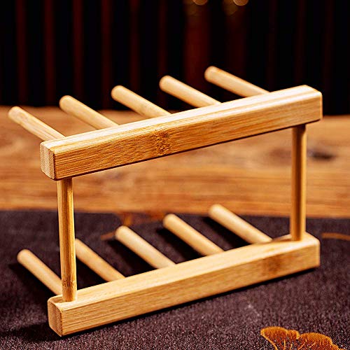 efbock Soporte para Platos para armarios de Cocina, Bandeja de Madera de bambú, Bandeja para Platos, escurridores, Organizador de gabinetes de Cocina para Placa/Taza/Tapa de Olla (1, 4 Ranuras)