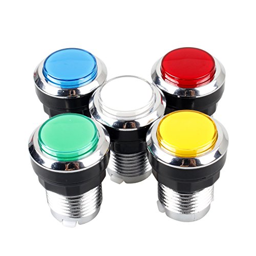 EG STARTS 10x Arcade Chrome LED botones iluminados con interfaz de 4.8 mm Micro Switch para juegos de máquinas Arcade Mame Jamma Parts 12V (cada color de 2 piezas)