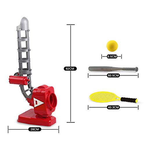 Egujiwa Máquina de lanzamiento de béisbol y tenis 2 en 1, lanzador automático, juegos deportivos al aire libre para niños, regalo de cumpleaños (rojo)