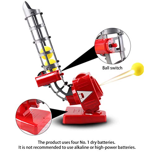 Egujiwa Máquina de lanzamiento de béisbol y tenis 2 en 1, lanzador automático, juegos deportivos al aire libre para niños, regalo de cumpleaños (rojo)