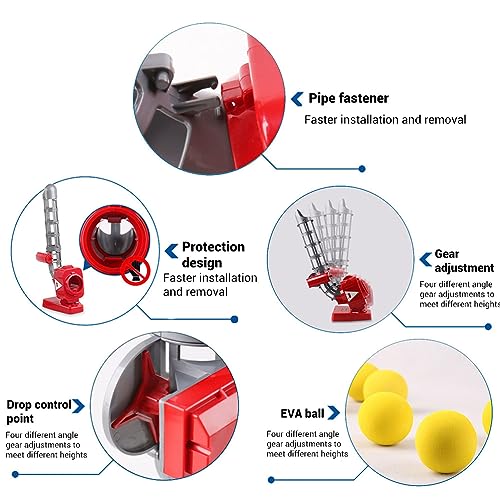 Egujiwa Máquina de lanzamiento de béisbol y tenis 2 en 1, lanzador automático, juegos deportivos al aire libre para niños, regalo de cumpleaños (rojo)