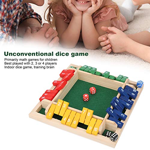 Ejoyous Shut The Box Juego de Mesa para 4 Jugadores, Juego de Mesa de Madera, Juguete Clásico de Tablero de Dados, Juego Familiar Tradicional de Aprendizaje para Niños, Juego Educativo de