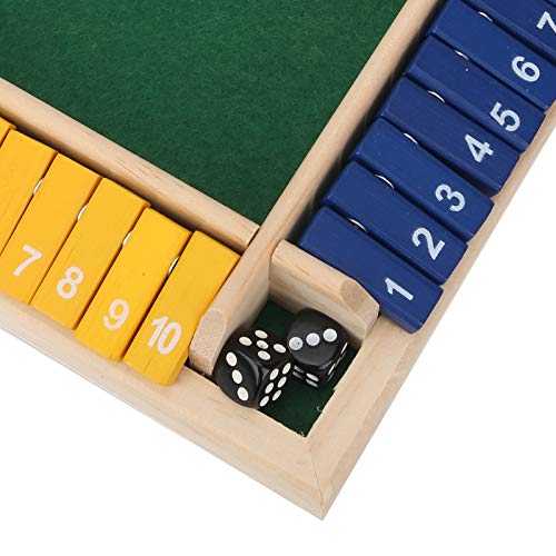 Ejoyous Shut The Box Juego de Mesa para 4 Jugadores, Juego de Mesa de Madera, Juguete Clásico de Tablero de Dados, Juego Familiar Tradicional de Aprendizaje para Niños, Juego Educativo de