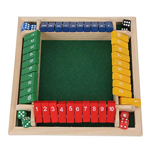 Ejoyous Shut The Box Juego de Mesa para 4 Jugadores, Juego de Mesa de Madera, Juguete Clásico de Tablero de Dados, Juego Familiar Tradicional de Aprendizaje para Niños, Juego Educativo de