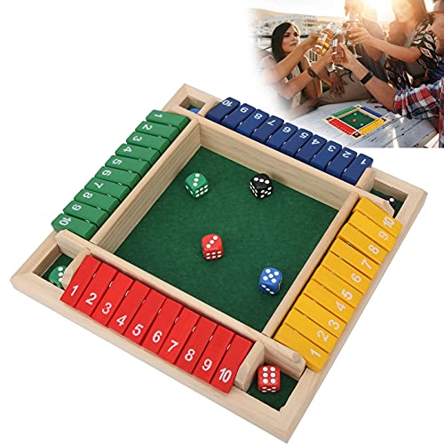 Ejoyous Shut The Box Juego de Mesa para 4 Jugadores, Juego de Mesa de Madera, Juguete Clásico de Tablero de Dados, Juego Familiar Tradicional de Aprendizaje para Niños, Juego Educativo de