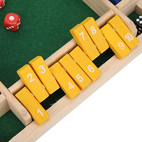 Ejoyous Shut The Box Juego de Mesa para 4 Jugadores, Juego de Mesa de Madera, Juguete Clásico de Tablero de Dados, Juego Familiar Tradicional de Aprendizaje para Niños, Juego Educativo de