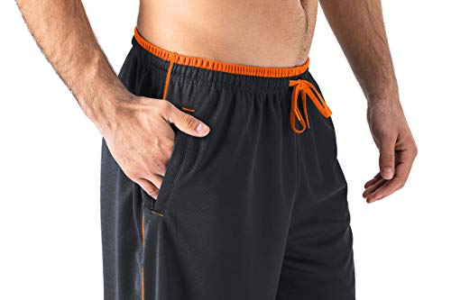 EKLENTSON - Ropa Hombre Jogging Pantalones Chándal Dobladillo Abierto Pantalones Deportivos Bolsillos con Cremallera,Ajuste Holgado,Hombre,Gris-Naranja,Extra-Large