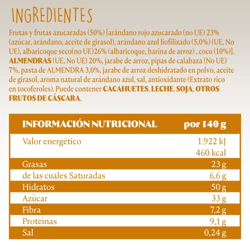 El Almendro, Barritas del Almendra con Frutas, Barrita Proteica, Barritas Energetica, Barritas de Frutas, 4 Porciones de 35 Gramos, 140 Gramos