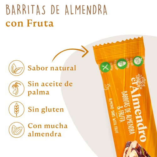 El Almendro, Barritas del Almendra con Frutas, Barrita Proteica, Barritas Energetica, Barritas de Frutas, 4 Porciones de 35 Gramos, 140 Gramos