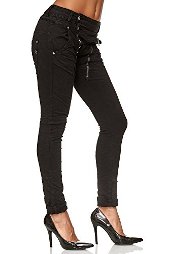 Elara Jeans para Mujer Boyfriend Baggy Botones Chunkyrayan Negro C613K-15/F15 Black 38/M