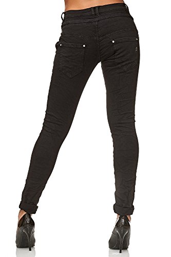 Elara Jeans para Mujer Boyfriend Baggy Botones Chunkyrayan Negro C613K-15/F15 Black 38/M