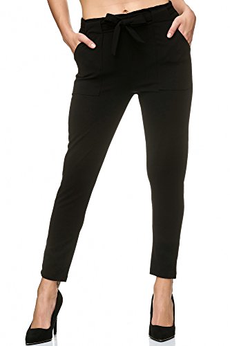 Elara Pantalon Stretch para Mujer Slim Fit Chunkyrayan Negro 7722 Black 38/M