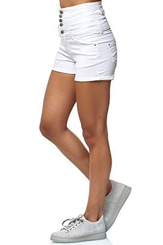 Elara Pantalones Cortos Mujer Cintura Alta Push Up Chunkyrayan Blanco MS2021 White 38 (M)