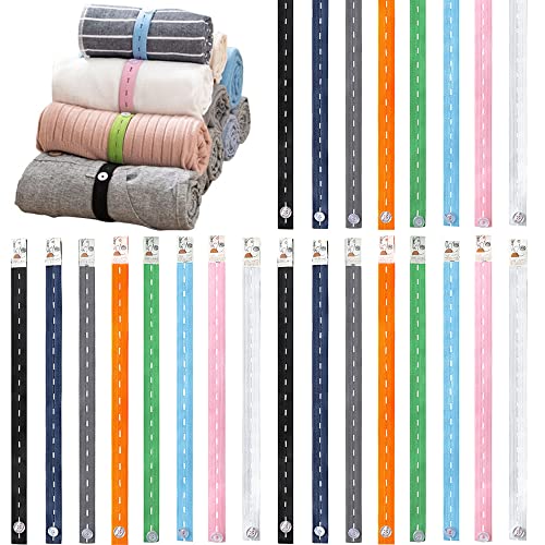 Elásticas Banda con Ojal 24PCS Almacenamiento de Ropa Banda Elástica de Goma Plana con Armario, Viaje, Almacenamiento de Cables y Toalla de Baño, Acabado de Cortinas